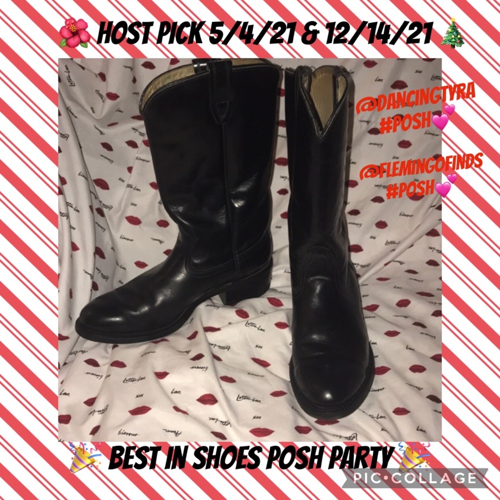 Vulcan black leather boots 8.5D Vintage 💕